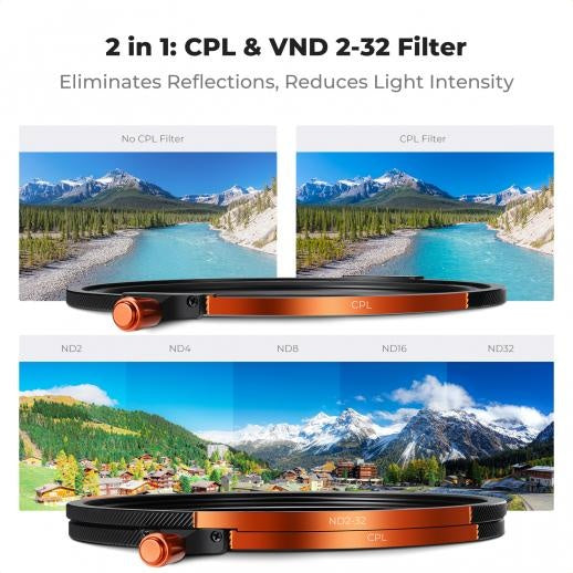 67-82mm Nano-X 3 in 1 Magnetic CPL + ND2 K&F ฟิลเตอร์