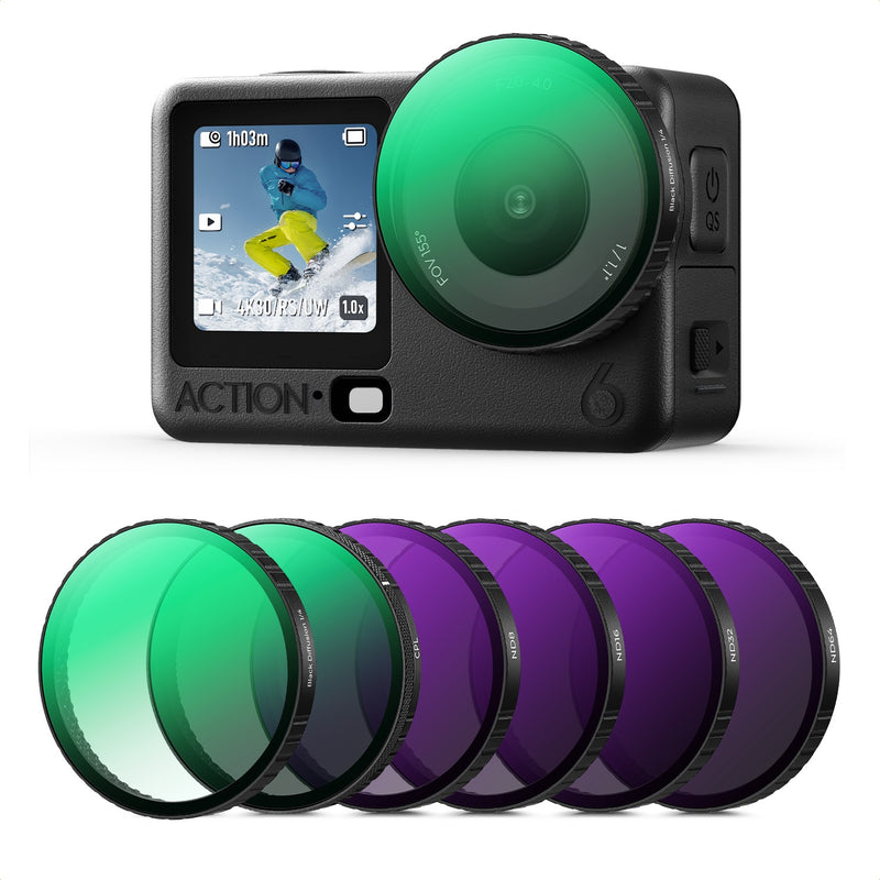 K&F 2754 6in1 Snap-On CPL + ND8/ND16/ND32/ND64 + Black Mist 1/4 Filter for DJI Action 6 Lens Filter K&F Concept