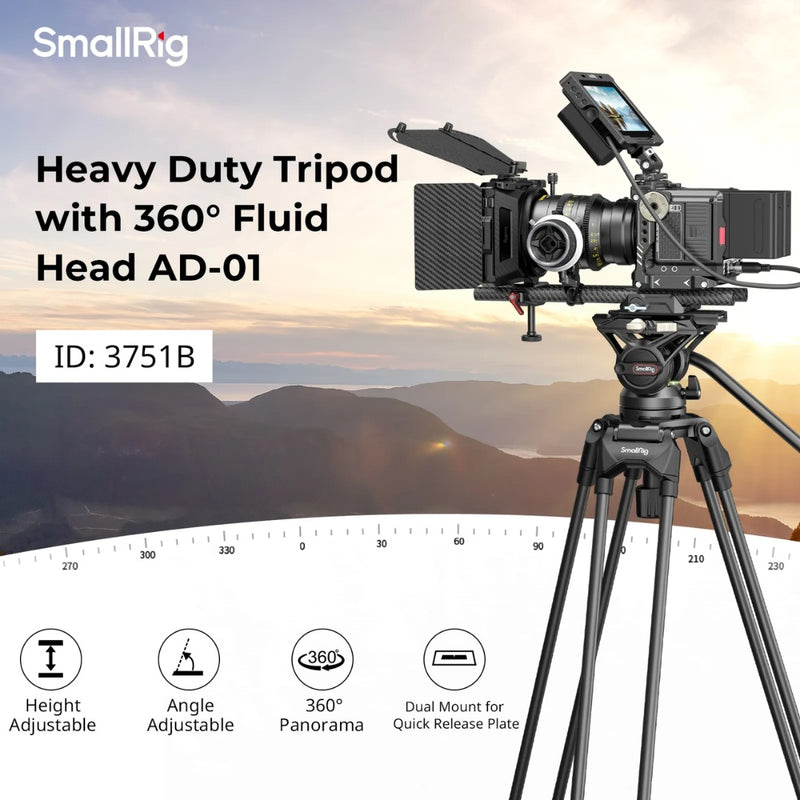 SmallRig 3751B Heavy-Duty Fluid Head Tripod ของแท้ ประกันศูนย์ไทย