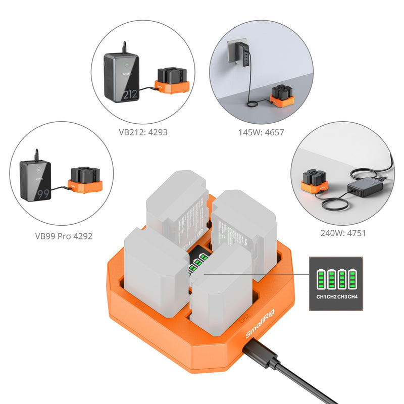 SmallRig 4839 4-Channel Camera Battery Charger for Sony NP-FZ100