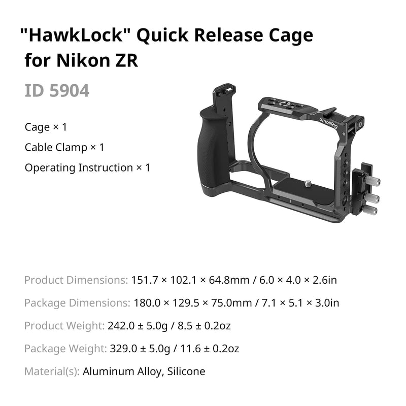 SmallRig 5904 HawkLock Quick Release Cage วัสดุแข็งแรงทนทาน