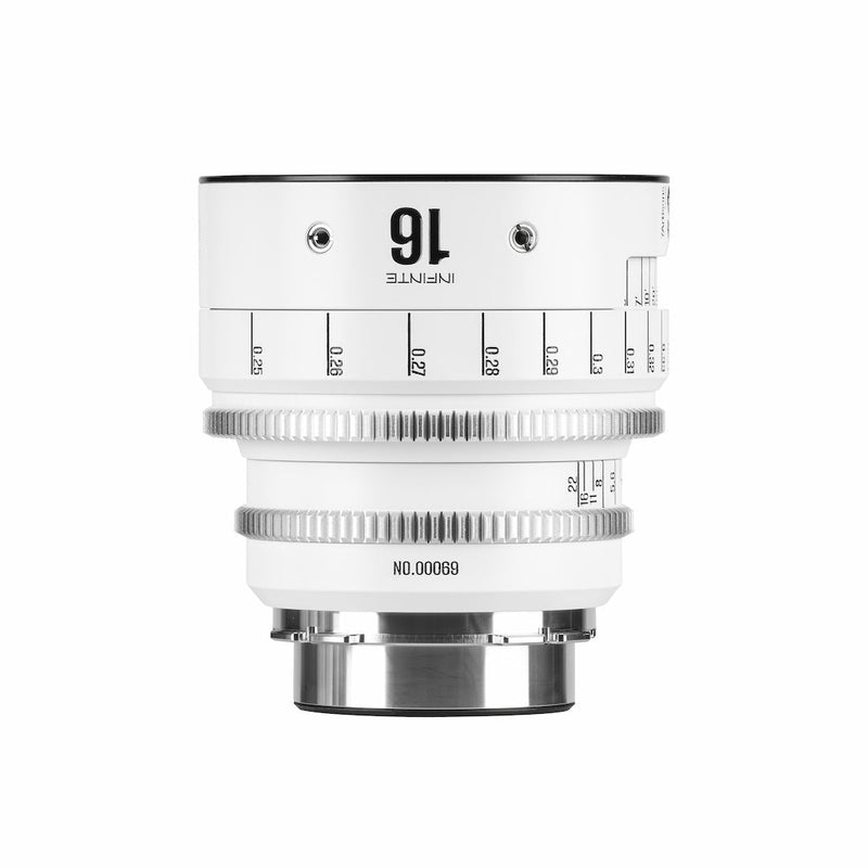 เลนส์ Cine 16mm T2.5 PL Mount บอดี้สีขาว เฟือง 0.8 MOD
