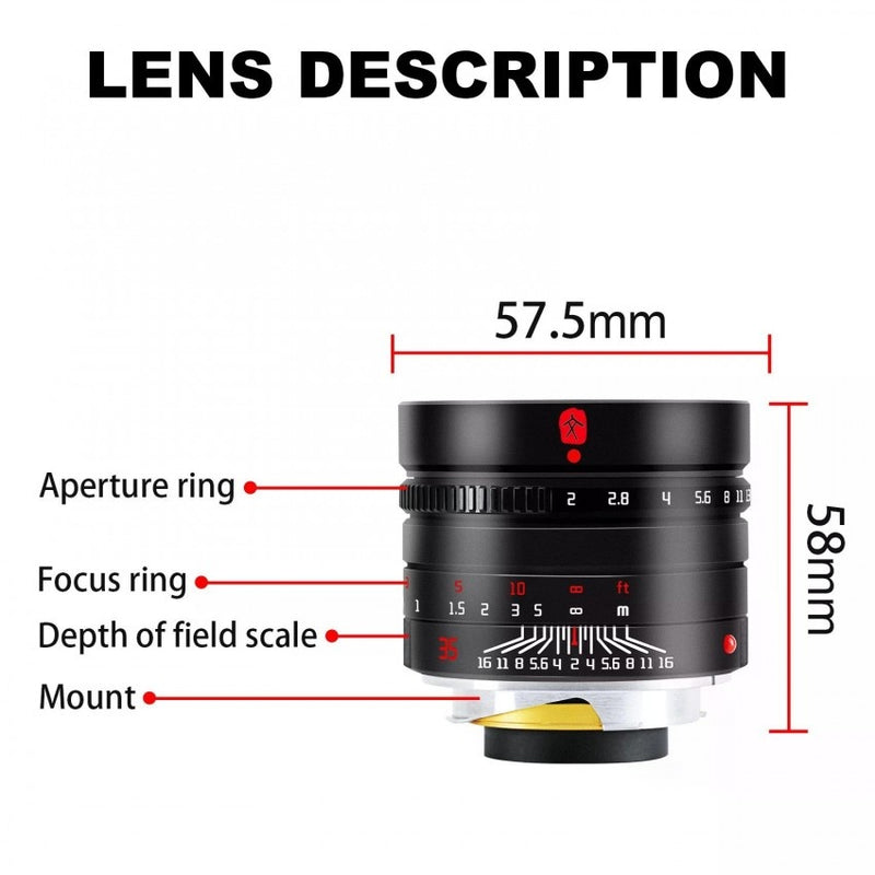 7Artisans MF 35mm F2.0 Mark II Manual Lens for Leica M