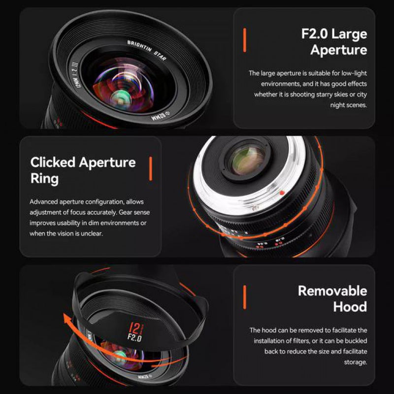 เลนส์ Wide 12mm F2.0 Sony E Mount Mark III