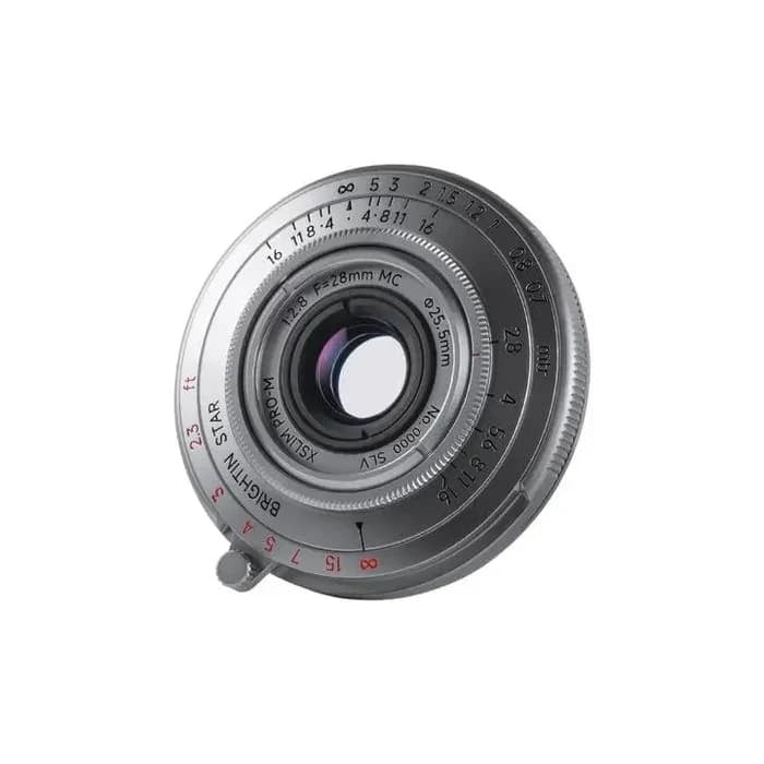 เลนส์มือหมุน Pancake Leica M Brightin Star 28mm F2.8 Liquid Silver บาง 9.9 มม. หนัก 125 กรัม