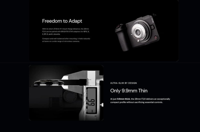 เลนส์มือหมุน Brightin Star 28mm F2.8 รูรับแสงไร้สเต็ป