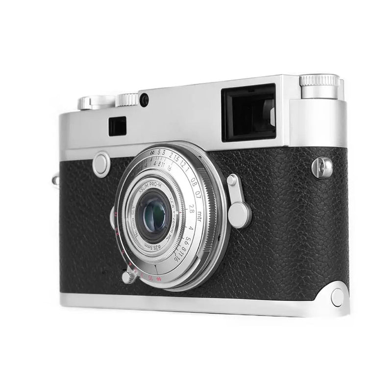 Brightin Star MF 28mm F2.8 Full Frame Pancake Lens for Leica M Silver with Mount Adapter Image 2