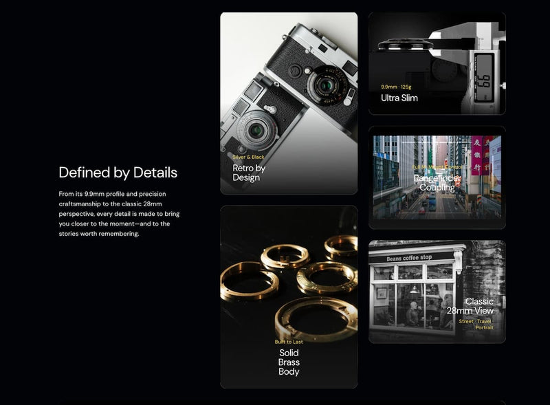 Brightin Star MF 28mm F2.8 Full Frame Pancake Lens for Leica M Silver with Mount Adapter Image 4
