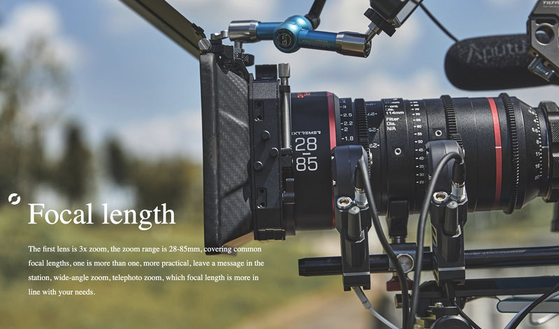 เลนส์ซูมภาพยนตร์ CHIOPT 28-85mm Focus Throw 288° เฟือง 0.8 MOD ใส่ Follow Focus ได้ทันที