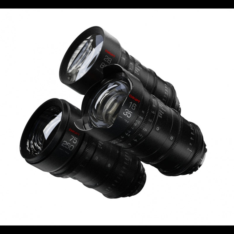 CHIOPT XTREME ZOOM 75-250mm T3.2 cine zoom lens, constant aperture across the zoom range, 3.5x Parfocal