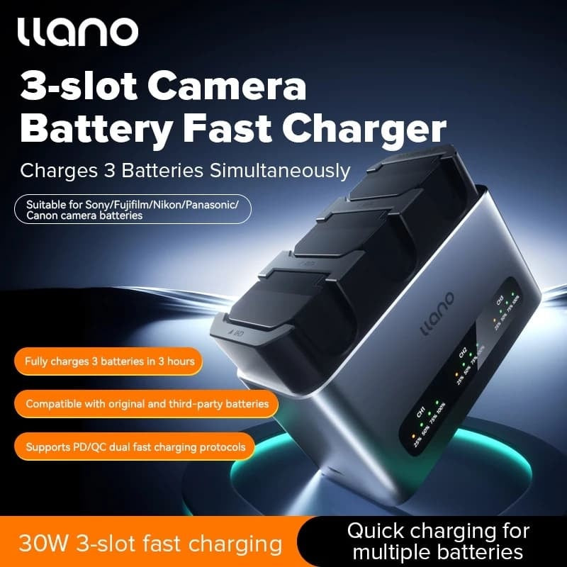 LLANO CM3 Camera Triple Battery Charger