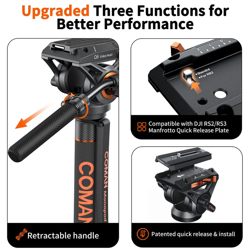 โมโนพอด (ขาตั้งเดี่ยว) Coman DK327AQ6 Video Monopod 70.6" for SLR, DS