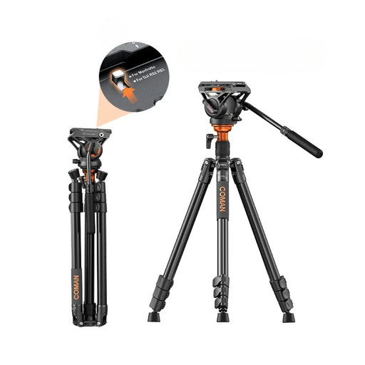 COMAN FF06S Fluid Head Tripod Video Camera With Quick Release Plate for DJI Canon Nikon Sony DSLR Camera Video Tripod Coman