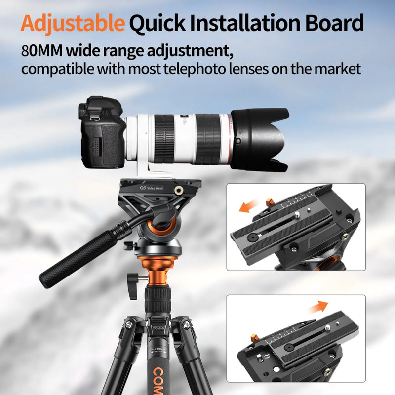 ขาตั้งกล้องวิดีโอ Fluid Head Coman FF06S Fluid Head Tripod Video Camera Wit