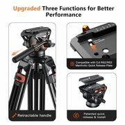 ขาตั้งกล้องวิดีโอ Fluid Head Coman FF16LS 74" Fluid Head Video Tripod