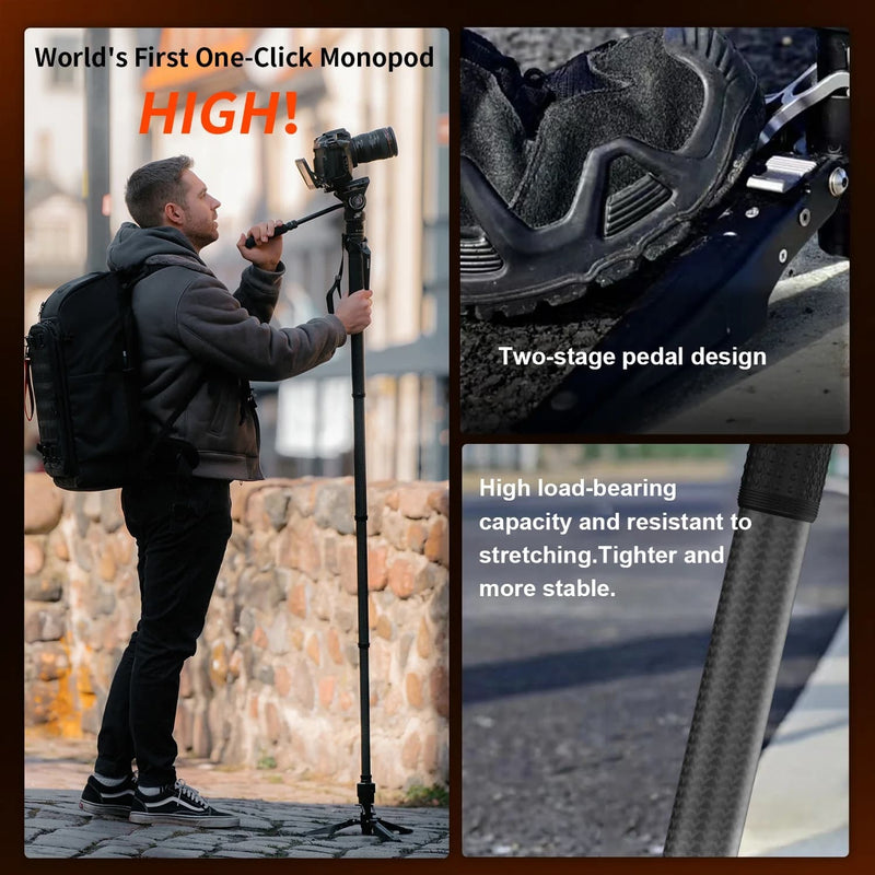 COMAN M1 Pro 4-section carbon fiber monopod