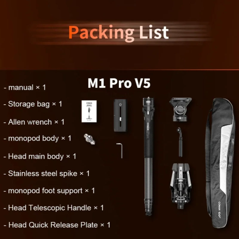 M1 Pro V5 One-Click Monopod + Fluid Head Coman โมโนพอด (ขาตั้งเดี่ยว)