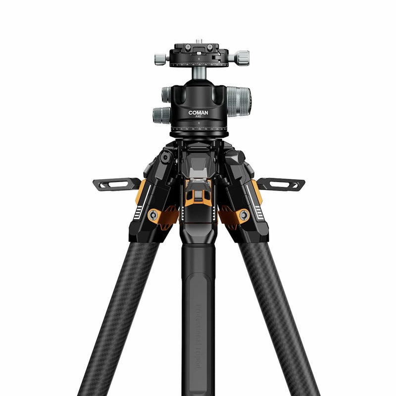 Coman T1A40 4-Section Carbon Fiber Snap Tripod 169 จุดล็อกและปุ่มปรับ