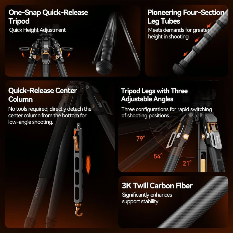 Coman T1A40 4-Section Carbon Fiber Snap Tripod 169 ตัวอย่างการใช้งานหน้างาน