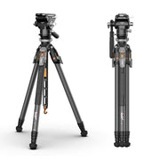 COMAN T1SV5 Snap-Open Carbon Fiber Tripod 175 cm Video and Photography with Fluid Bowl Head Carbon Tripod Coman