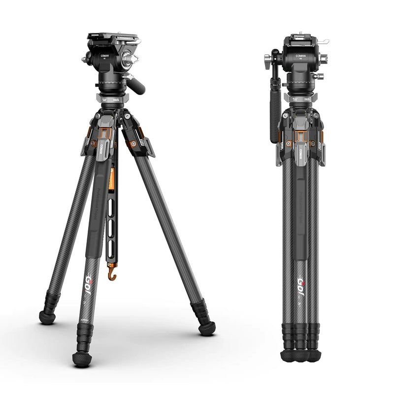 COMAN T1SV5 Snap-Open Carbon Fiber Tripod 175 cm Video and Photography with Fluid Bowl Head Carbon Tripod Coman