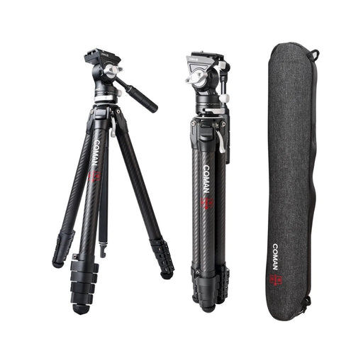 COMAN Zero V Carbon Fiber Travel Video Tripod with Arca Quick Release for DSLR Carbon Tripod Coman