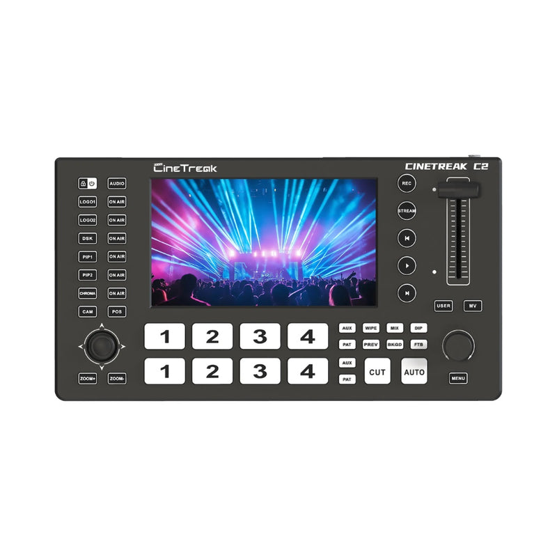 CineTreak C2 Video Switcher และ มิกเซอร์วิดีโอ สำหรับ Live Streaming และการผลิตวิดีโอแบบมืออาชีพ ดีไซน์ให้ใช้งานง่าย Video Switcher CineTreak