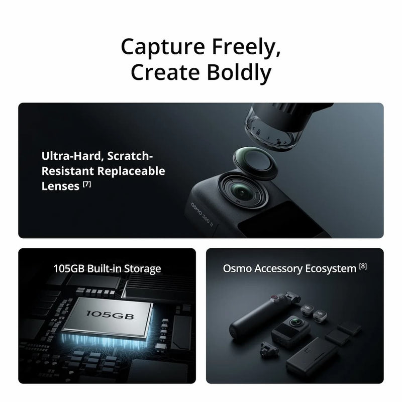 กล้อง DJI Osmo 360 II หน่วยความจำ 105GB