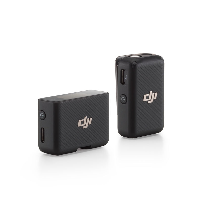 ชุด DJI Mic พร้อมไมโครโฟนหนึ่งตัวและตัวรับสัญญาณ