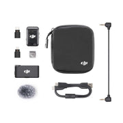 DJI Mic 2 (1 TX + 1 RX) wireless microphone, 6 hr continuous use, 18 hr with charging case