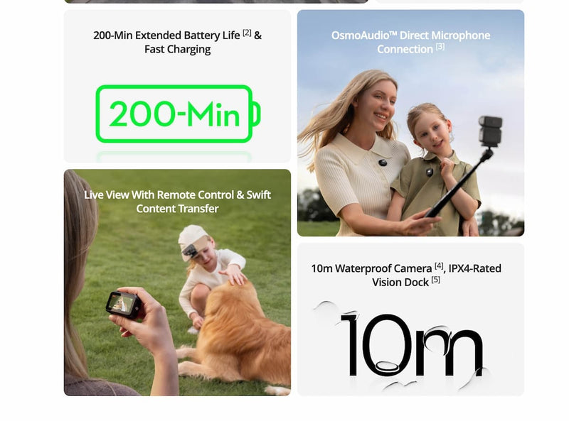 Osmo Nano Standard Combo mini action camera – up to 4K/60fps video, 4K Slow Motion mode