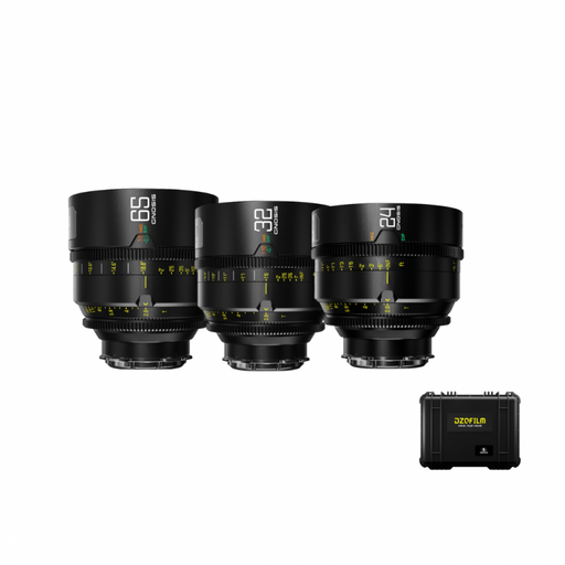 DZOFILM Gnosis MF 3-Lens Kit 24mm 32mm 65mm T2.8 Full Frame Macro Prime Cine Lens PL Mount Case