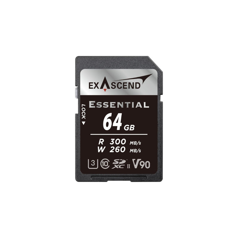 เมมโมรี่การ์ด Exascend Essential SDXC UHS-II V90 SD Card R300/W260 64/128/256GB การ์ดความจำกล้อง 8K