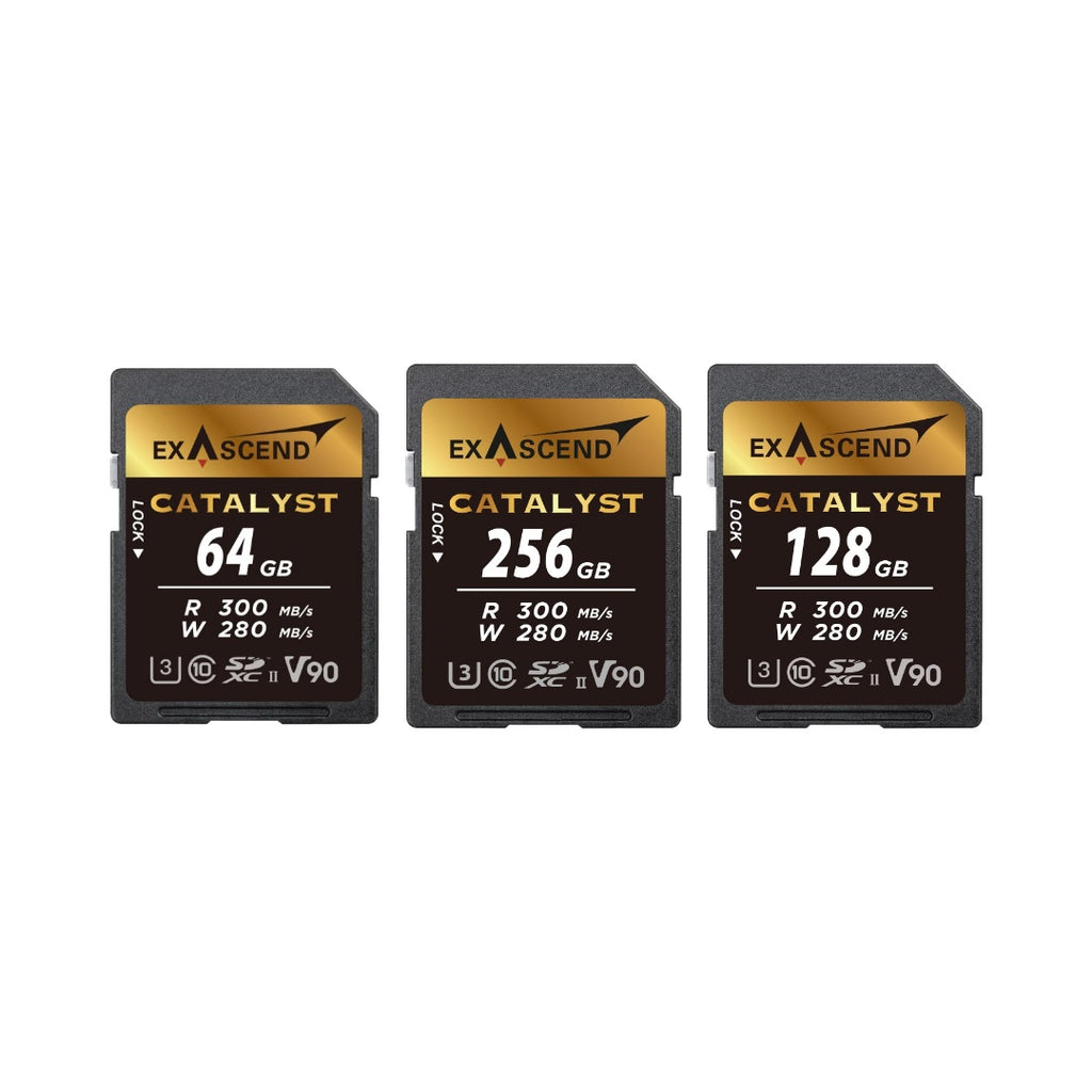 Exascend Catalyst SDXC UHS-II V90 (R300/W280) memory card for 8K RAW video