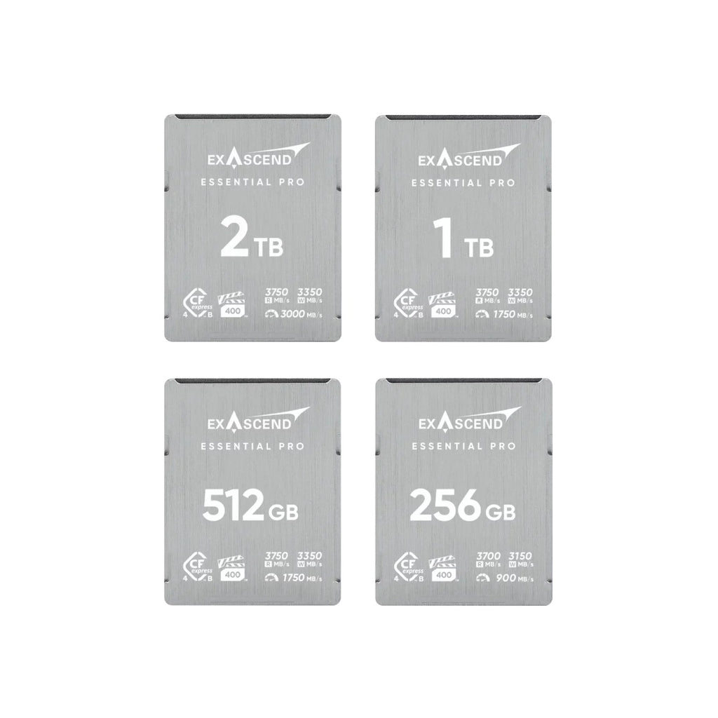 เมมโมรี่การ์ด Exascend Essential Pro CFexpress Type B 4.0 VPG400 R3750/W3350 12K RAW สำหรับ Canon R5 Z8 Exascend