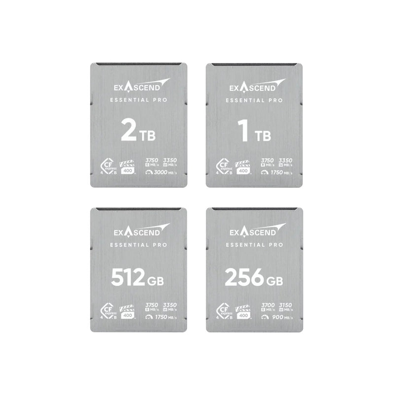 เมมโมรี่การ์ด Exascend Essential Pro CFexpress Type B 4.0 VPG400 R3750/W3350 12K RAW สำหรับ Canon R5 Z8 Exascend
