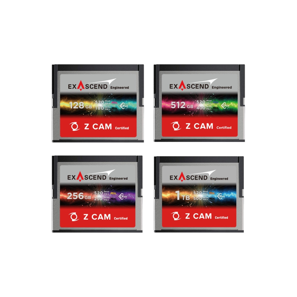 เมมโมรี่การ์ด Exascend CFast 2.0 Z CAM Approved Memory Card (R520/W500) สำหรับกล้อง Z CAM 5 ปี Exascend