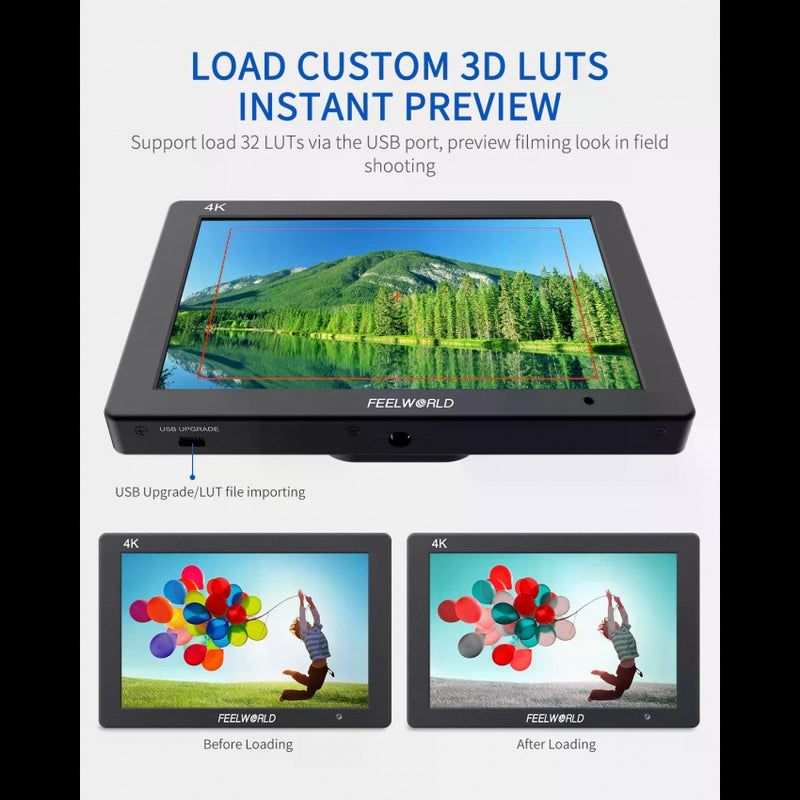 FEELWORLD T7 PLUS 7 Inch 3D LUT DSLR Camera Field Monitor with Waveform 4K HDMI Aluminum Housing 450cd/m² brightness