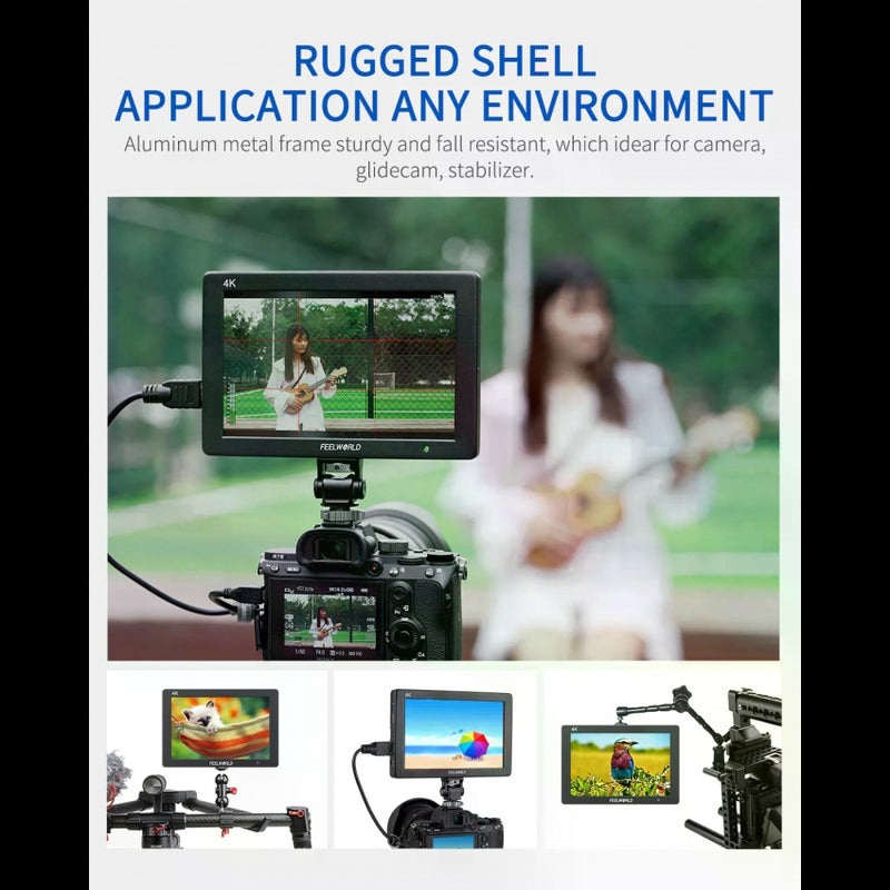 FEELWORLD T7 PLUS 7 Inch 3D LUT DSLR Camera Field Monitor with Waveform 4K HDMI Aluminum Housing 450cd/m² brightness