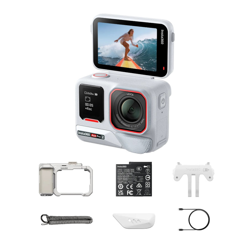 กล้องแอคชั่น Insta360 Ace Pro 2 Arctic White Xplorer Bundle บันทึกวิดีโอ 8K