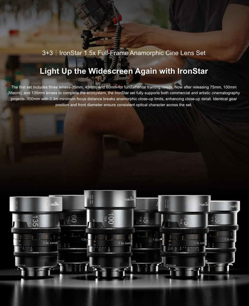 เลนส์ SIRUI IronStar 100mm T2.8 1.5x Full Frame Anamorphic Macro เฟือง 0.8 MOD Focus Throw 270°