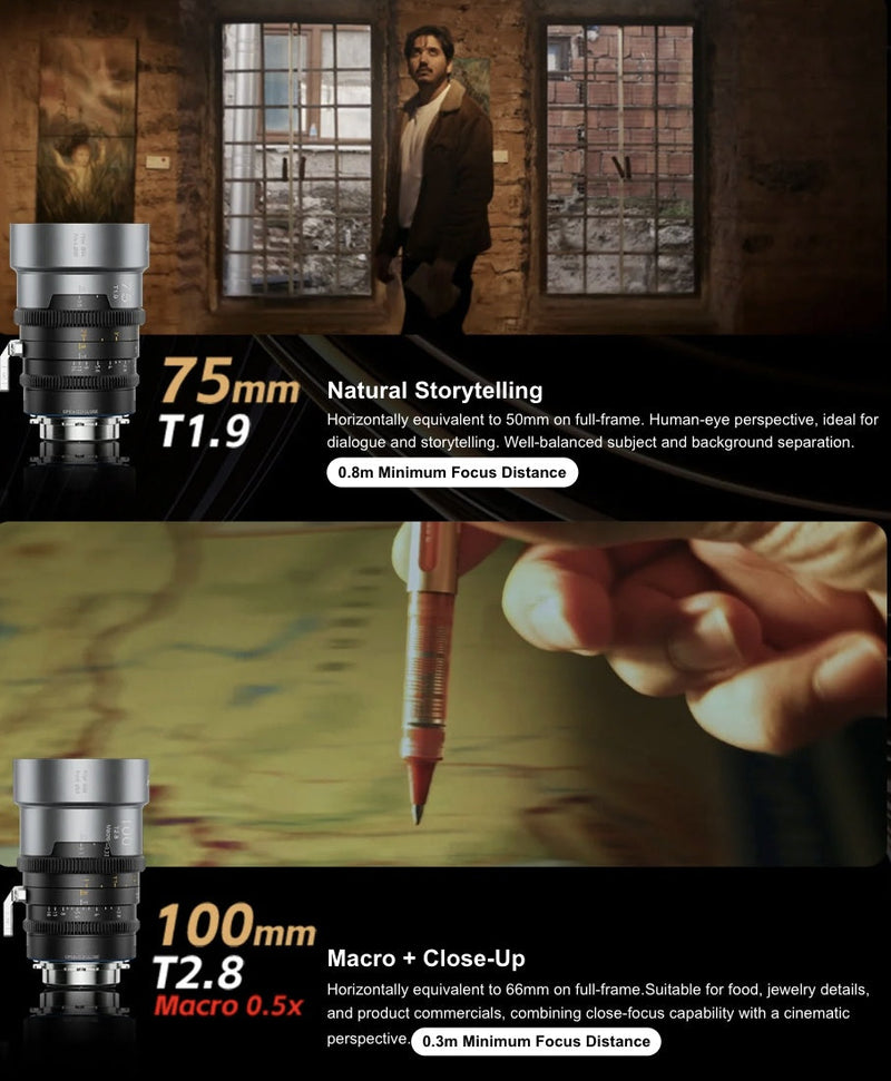 เลนส์ SIRUI IronStar 135mm T2.8 1.5x Full Frame Anamorphic Flare Type Blue Flare