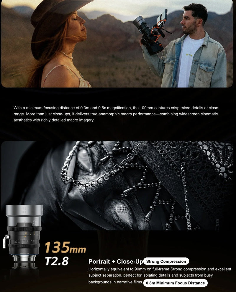 เลนส์ SIRUI IronStar 135mm T2.8 1.5x Full Frame Anamorphic Flare Type Neutral Flare