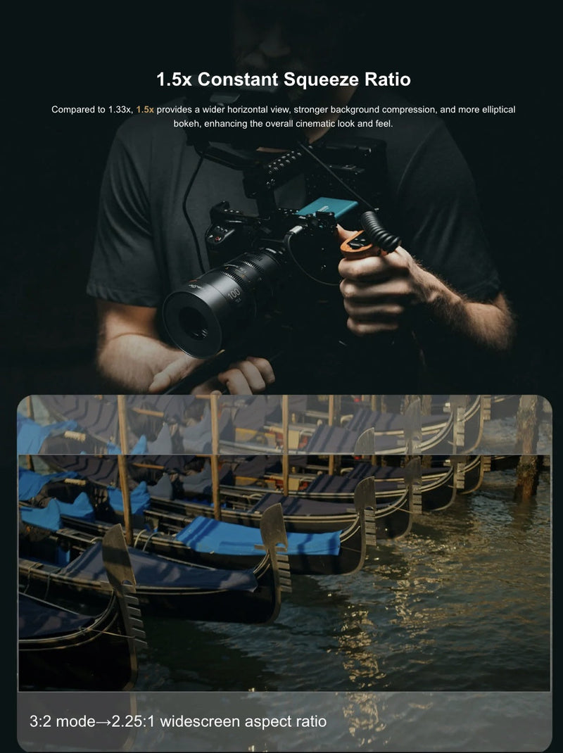 เลนส์ SIRUI IronStar 75mm T1.9 + 100mm T2.8 + 135mm T2.8 1.5x Full Frame Anamorphic Flare Type Neutral Flare
