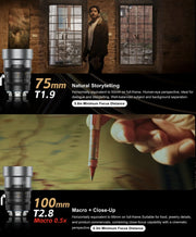 เลนส์ SIRUI IronStar 75mm T1.9 1.5x Full Frame Anamorphic Flare Type Blue Flare