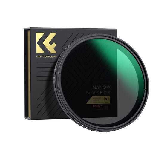 K&F 49-82mm Nano-X, Variable ND Filter ND2-ND32 (1-5 Stop), No X-Cross, Ultra-Slim, Weather-Sealed Lens Filter K&F Concept
