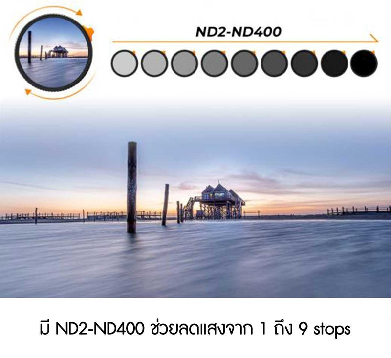 ฟิลเตอร์ K&F 49-82mm Nano-X Variable ND Filter ND2-ND