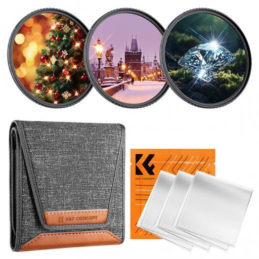K&F 49-82mm Nano-K 3 in 1 Star Filter Set (4+6+8 Points) Cross Screen Effect Lens Filter K&F Concept