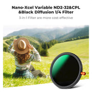 ฟิลเตอร์ K&F 49-82mm Nano-X 3 in 1 Black Mist 1/4 + C