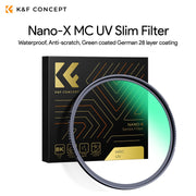 K&F 49-82mm Nano-X MC UV Slim Filter, Waterproof, Anti-scratch, Green coated German 28 layer coating Lens Filter K&F Concept